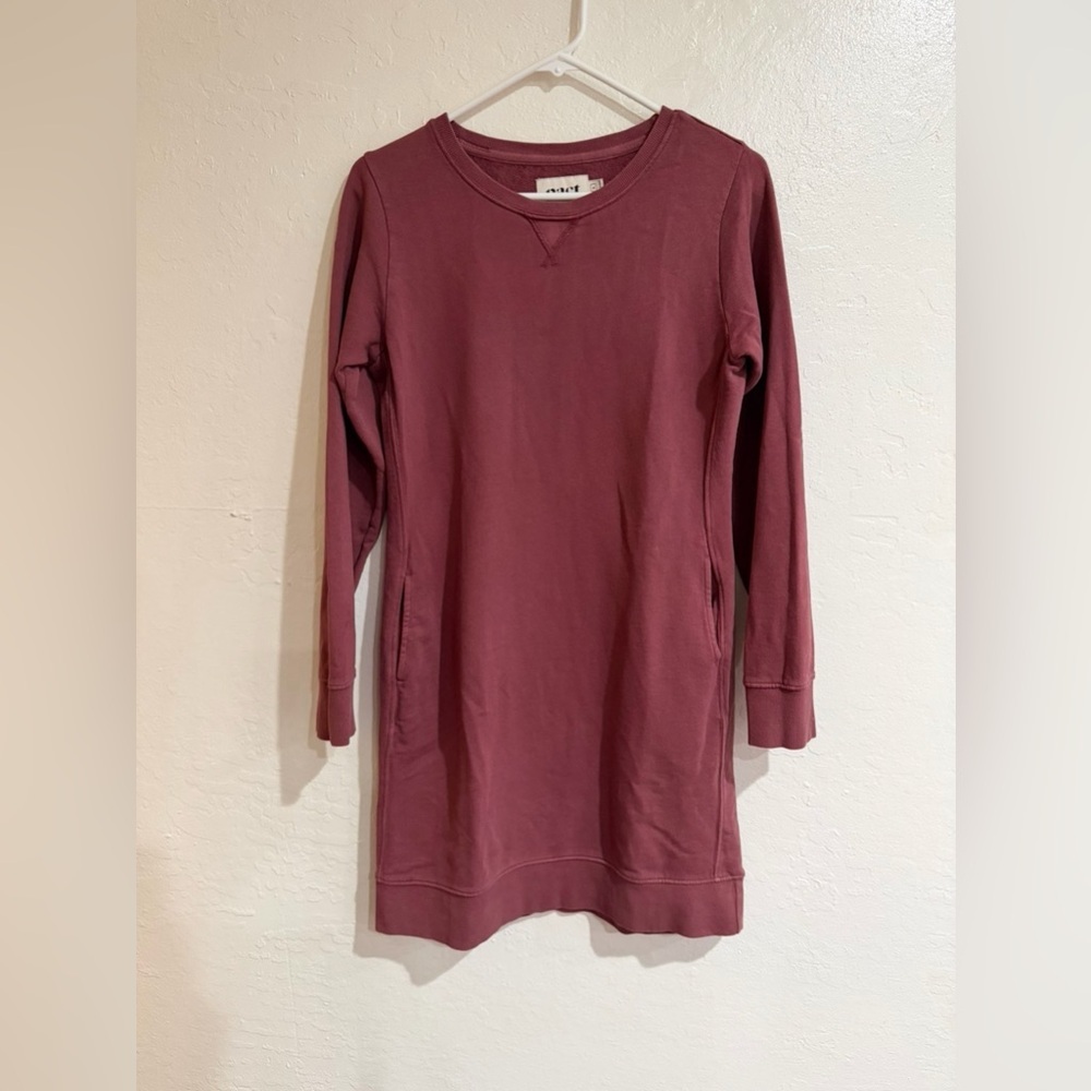 Pact Cabernet Women’s Long Sleeve 100% Cotton Sweatshirt Dress size S - Picture 2 of 7